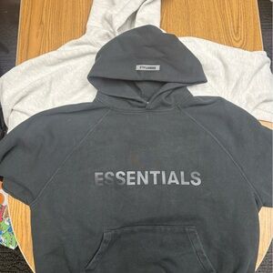 Essentials Charcoal and Light Gray Hoodies both size small a little beat up